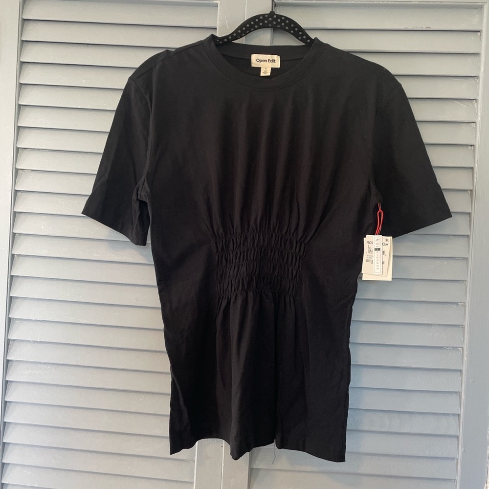 Nordstrom Open Edit, black textured tee shirt, Size S